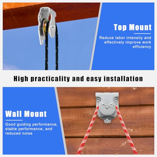 2 Stück Umlenkrolle mit Kugellager, Umlenkrollen für Seilwinden, Seilrolle, Kann 190 kg Tragen, Geeignet für Seil und Stahlseil