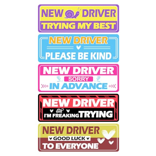 Image of 5Pcs Magnetic Car Stickers for Beginners, New Magnetic Sign Student Driver Warning Stickers Suitable for Students Novices Learner as Auxiliary Equipment Decoration Gift Supplies