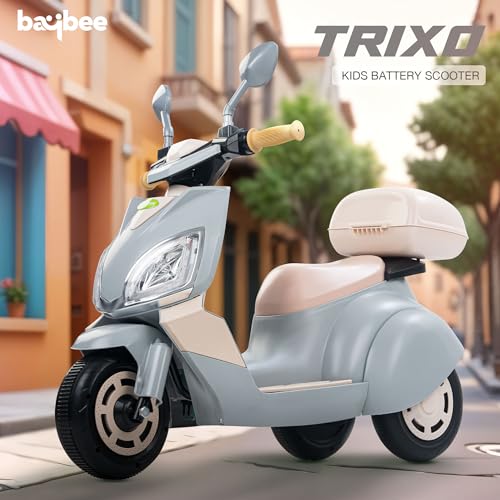 Baybee Trixo Battery Operated Bike for Kids, Ride on Toys Kids Bike Scooty with Music & Light, Baby Rechargeable Battery Bike, Electric Bike for Kids to Drive 1 to 4 Years (Trixo ASH) - Image 8