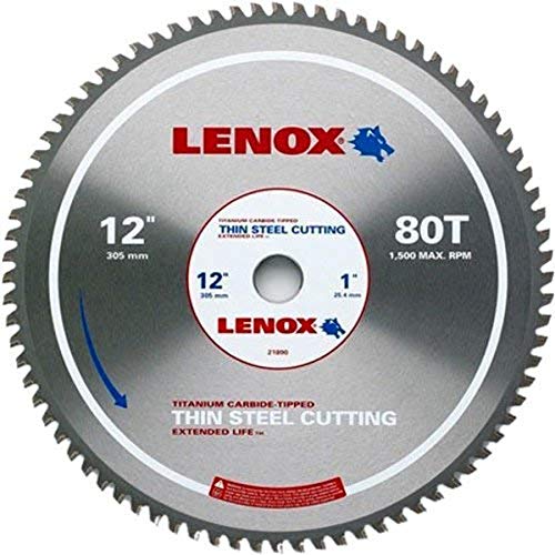 LENOX Tools Circular Saw Blade, Thin-Steel Cutting, 12-inch, 80T (21890TS120080CT)