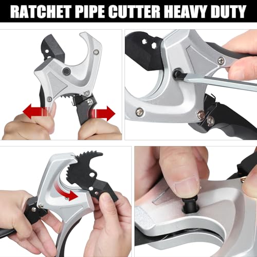 Image of AIRAJ PVC Pipe Cutter,Cuts up to 2-1 /2 inch,Ratcheting PVC Cutters,PEX Pipe Cutter,for PVC, CPVC,PP, PE, PEX, Plastic Hoses & Plumbing