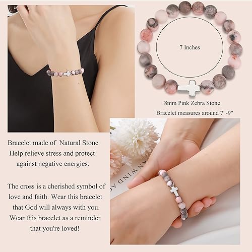 QWNHONEY Christian Gifts for Women Cross Beads Bracelet Catholic Religious Mothers Day Birthday Christmas Gifts for Women Mother Daughter Sister Girlfriend Grandma Wife2
