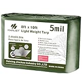 Hanjet 8 x 10 5 Mil Thick Camping Tarp Shelter Waterproof Tarps for Boat Pool with Grommets Army Green