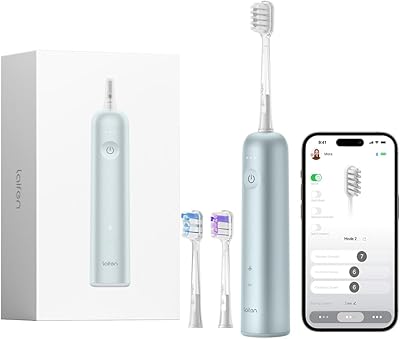 Laifen Wave Electric Toothbrush, Oscillation & Vibration Sonic Electric Toothbrush for Adults with 3 Brush Heads, IPX7 Waterproof Magnetic Rechargeable Travel Powered Toothbrush Blue Aluminum Alloy