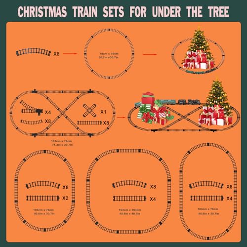 Image of Electric Train Sets for Kids Metal Alloy Christmas Train Toys Steam Locomotive, Glowing Passenger Carriages, Luxury Tracks, Light & Sounds Rechargeable Birthday Gifts for Boys Girls Red Green 