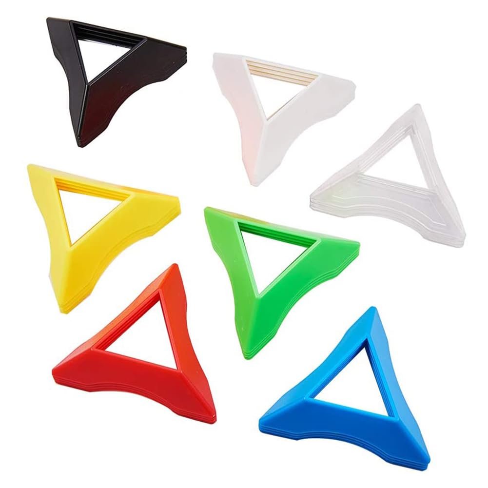 PH PandaHall 28pcs 7 Colors Plastic Triangle Speed Magic Cubes Base Holder Frame Accessories Cube Organize