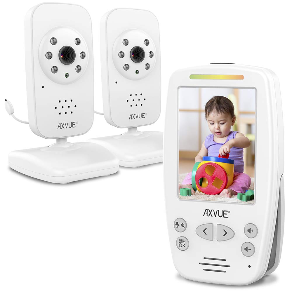 Video Baby Monitor with Two Cameras and Comfort-Designed Screen by Axvue, Model E662.