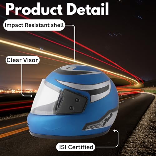 Image of Sage Square Audi Kimi Full Face Helmet | ISI Certified | Clear Visor | Ultra Comfort Inner Padding Extra Comfort & Stylish