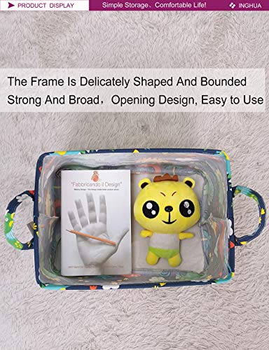 Image of Rectangular Storage Basket Fabric Organizer Bin for Toys,Books,Clothes,Gifts,Pets-Perfect for Home,Office,Nursery,Dorm,Shelf(Rec Forest Dinosaurs)