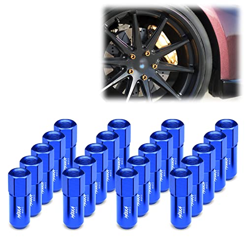Image of Blue 20 PCS M12x1.5 Lug Nuts 60mm Extended Tuner Aluminum Wheels Rims Cap WN02