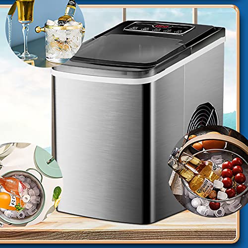 Fabricadora de hielo de encimera, capacidad 2,2 L, función de autolimpieza, cubos de hielo ajustables en tamaño, capacidad de almacenamiento de 60 piezas, fabricada en acero inoxidable para uso doméstico o fiestas, color negro miniatura 6