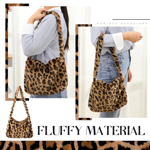Cartera tipo clutch con estampado de leopardo, de felpa sintética, para mujer, ideal para invierno (mediana) miniatura 2