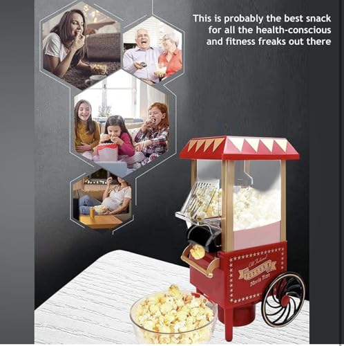 Image of Premium Oil Free Popcorn Machine Big Vintage Collection and Electric Popcorn Maker Making Machine Stylish Design Automatic Popcorn Machine Household Electric Instant Popcorn (NO OIL REQUIRES)
