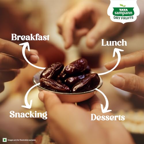 Image of Tata Sampann Premium Kalmi Dates /Khajoor, 200g, Rich in Fibre, Naturally Sweet, Naturally Low-Fat Food (Pack of 3)