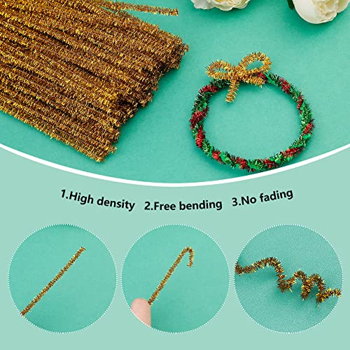 Image of 100PCS Pipe Cleaners Chenille Stem Glitter Gold Craft Pipe Cleaners | DIY Craft Fuzzy Sticks, Pipe Cleaners Bulk for Creative Handmade DIY Art Craft Decoration Supplies