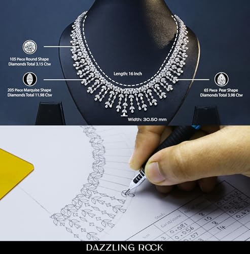 Dazzlingrock Collection 18K Solid White Gold Marquise with Pear & Round White Diamond Festoon Choker Necklace, Luxury Statement Jewelry for Women, 23.03 Cttw (E-F Color, VS1 Clarity, HRD Certified) - Image 5