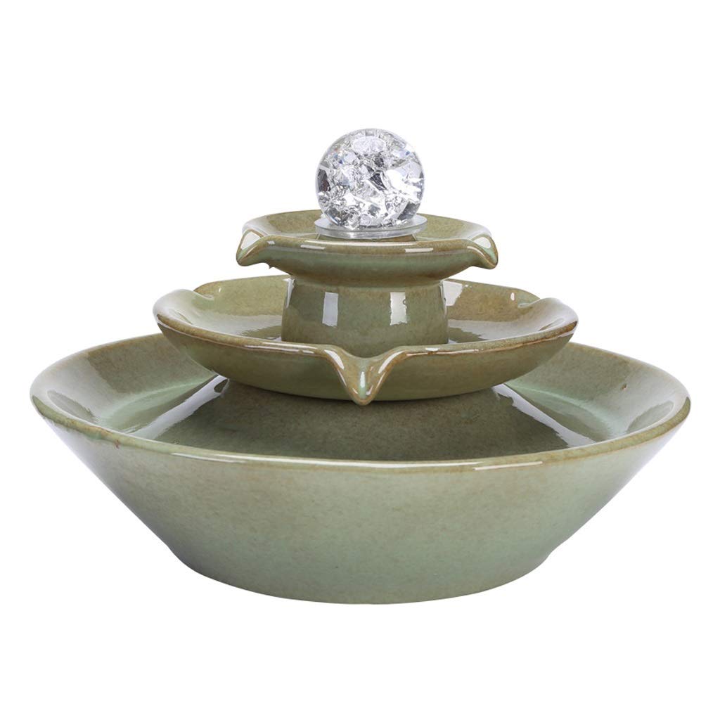 7.4 in.Fontana d'acqua antica con lampada a led ceramica della fontana dell'acqua ornamenti dell'umidità dell'interno del feng shui della ruota di apertura della ruota fortunata di apertura fortunata