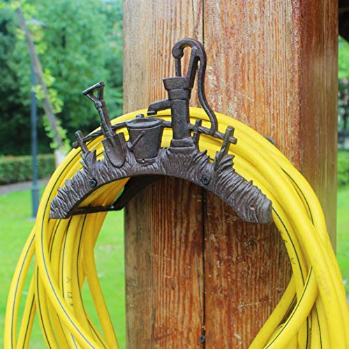 Soporte de pared resistente para manguera de jardín, colgador de manguera de agua de metal para almacenamiento al aire libre, organizador de manguera inoxidable