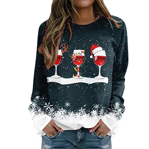 Surttan Weihnachtspullover Damen Witzig Kitschig Weihnachten Sweat Kuschelig Weihnacht Bluse Shirts Oberteile Große Größen Tops Rundhals...
