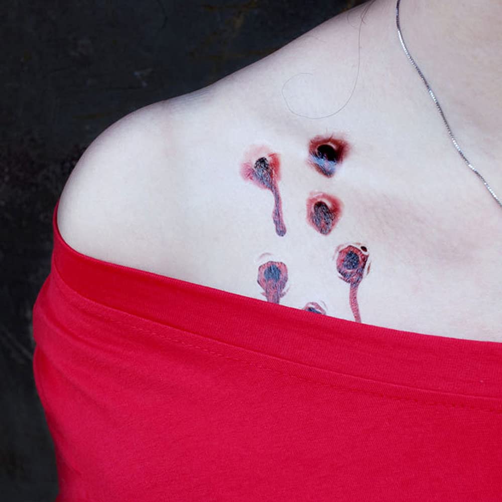 Amazon.com : Scary Halloween scar tattoo sticker, costume zombie tattoo  realistic wound suture vampire bite mark temporary sticker, Halloween  role-playing party dance prank makeup props : Beauty & Personal Care