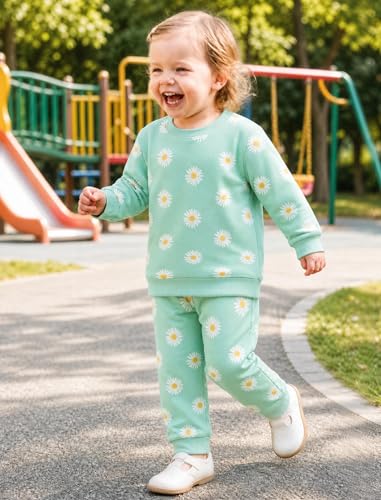Image of Jecson Baby Girl Clothes Toddler Outfits Quilted Heart Sweatshirt & Jogger Pants Fall Winter Sweatsuit 2Pcs Sets 3M-4T