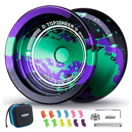 MAGICYOYO V12 Finger Spin Yoyo - Professional Responsive & Unresponsive Yoyo for Kids & Adults, 12 Strings & Accessory Kit - Black, Green, Purple