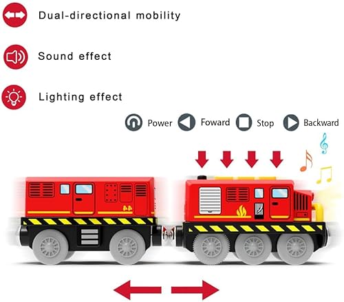 Miniatura 3 de Juego de juguete de tren de locomotora a pilas para pistas de madera, tren motorizado para niños, compatible con Thomas, Brio