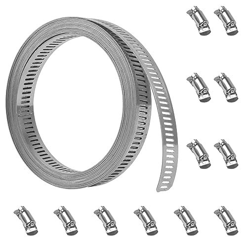 Kit 16 Fascette Stringitubo In Acciaio Inox Regolabili – 6/25/32/44 Mm – Per Piscine, PVC E Idraulica – Giallo E Argento