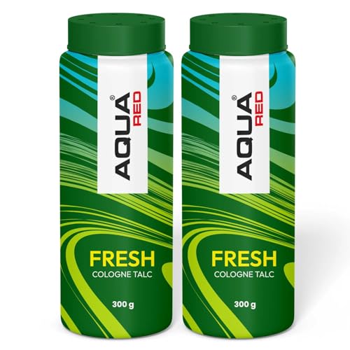 Image of Aqua Red Cooling Talc Powder Pack of 2 (300g Each) | Fresh | Body Powder | Strong Cooling Effect, Sweat & Body Odour Protection | Long-Lasting Fragrance & Daily Use Talcum Powder