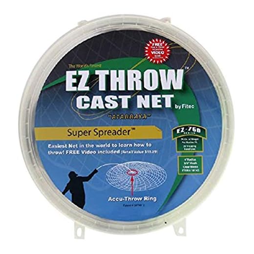 Super Spreader EZThrow 750 Cast Net,Clear, 6' Radius, 3/8" mesh, 3/4 Lb WTS