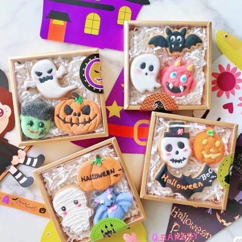 5 Pieces Small Halloween Cookie Cutters, Size 2.2\" to 2.6\" Mini Stainless Steel Molds Ghost, Cat, Bat, Pumpkin Holiday Shapes for Halloween Party Decorations