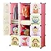 BRIAN & DANY Meuble Rangement Enfant avec Motifs d'animaux, Support de Rangement, Armoires Etagères Plastiques, Armoire de Rangement Bricolage (Rose, 12 Cubes)
