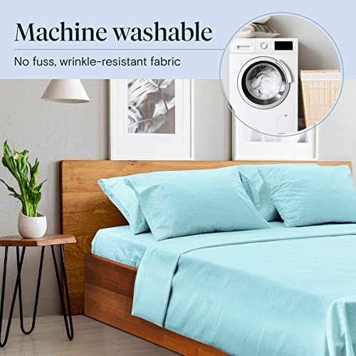Luxclub 6 Pc Queen Sheet Set, Bamboo Sheets Queen Size, Deep Pockets 18" Eco Friendly Wrinkle Free Cooling Bed Sheets Machine Washable Hotel Bedding Silky Soft - Aqua Queen #TOP4