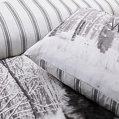 Night Comfort 3D Wolf Snow Forest Duvet Cover with Single Pillowcase, 200x135cm - Printed Luxury Polycotton Quilted Bedding Set for Bed Room - Super Breathable Hypoallergenic Full Bed Cover Set