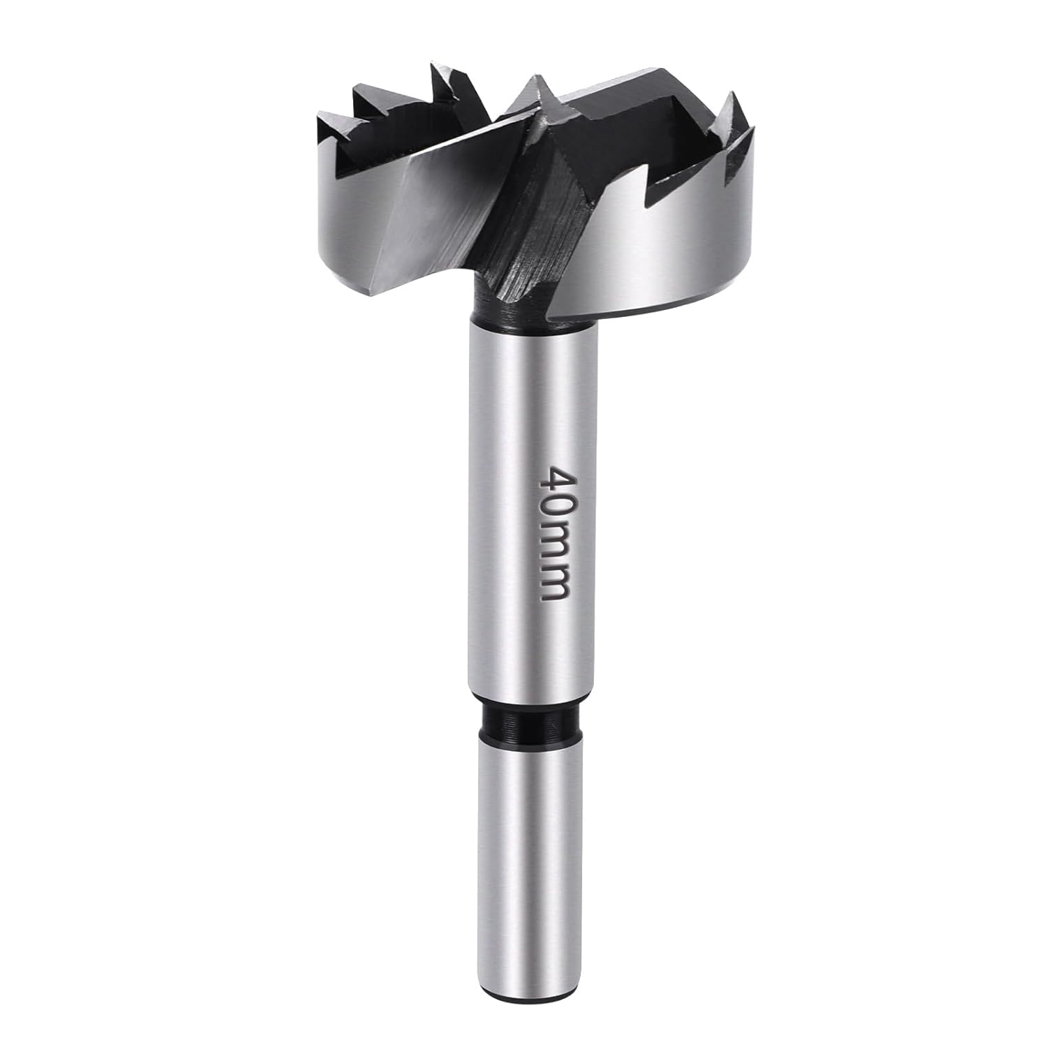 1Pc 40mm Drill Bit, Carbide Tipped Flat-Bottom Wood, 40mm Forstner Bit Round Shank, Ideal for Hinges, Furniture & Woodworking
