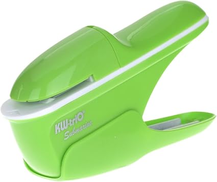 Staple-, Manual Paper Binding Tool, Ergonomic Machine with Comfortable Handle, Portable Format, Green