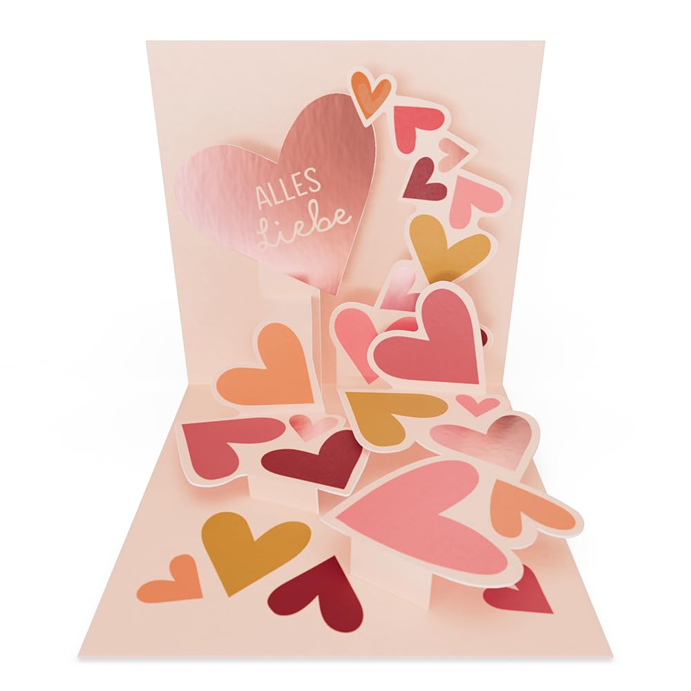 Grafik-Werkstatt Pretty Pop-Up Mini Card | Three-Dimensional | Birthday | Hearts