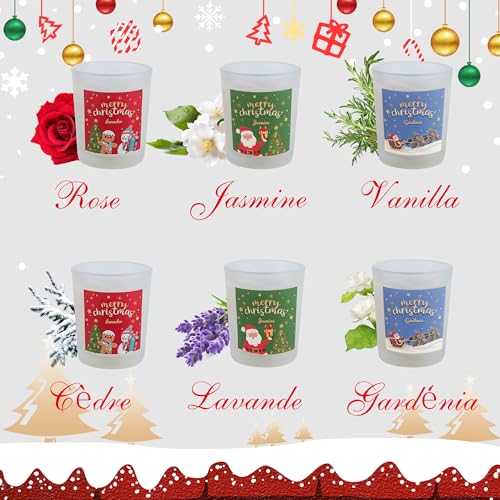 Coffret Cadeau Bougies Parfumées de Noël – Lot de 6 Bougies Aromathérapie à la Cire de Soja Naturelle – Idée Cadeau pour Femme & Homme, Ambiance Cocooning Décoration Maison Hiver, 12 oz – Image 6