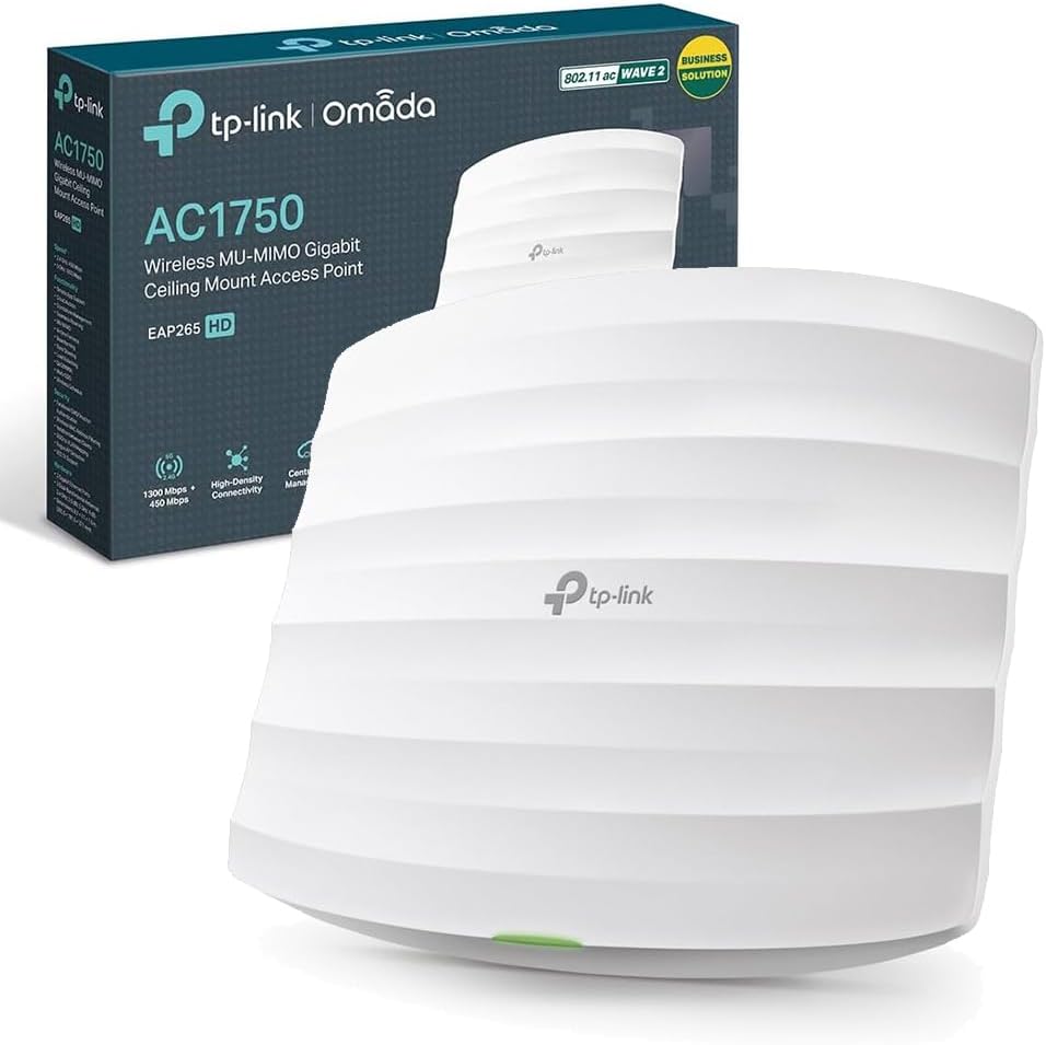 EAP265 HD Access Point, AC1750 Wireless Access Points, Dual-Band WiFi MU-MIMO Gigabit Ceiling Mount, Omada Mesh, Easily Mount to Wall or Ceiling, Free EAP Controller Software