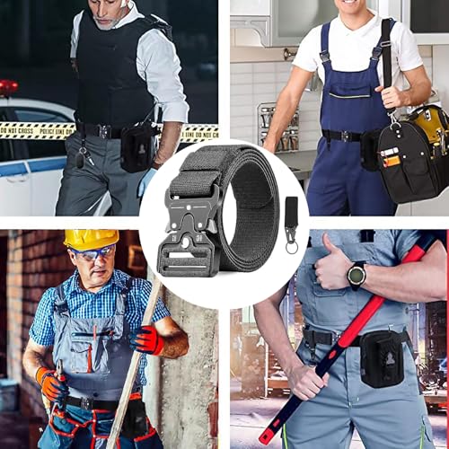 Qaestuan Ceinture Tactique pour Hommes, avec Boucle Métallique à Dégagement Rapide, Réglable Ceinture Toile Homme, 120cm Ceintures Militaire de Travail, pour Randonnée, Sports Plein Air (Noir) – vue 7