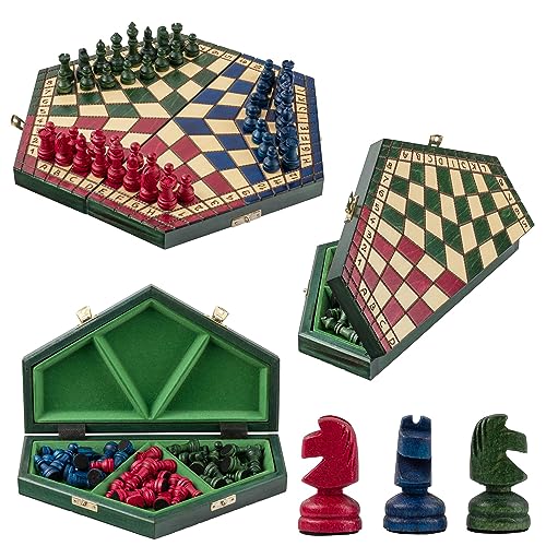 Tablero de Ajedrez Madera Colorido Plegable para 3 Personas | Master of Chess Ajedrez...