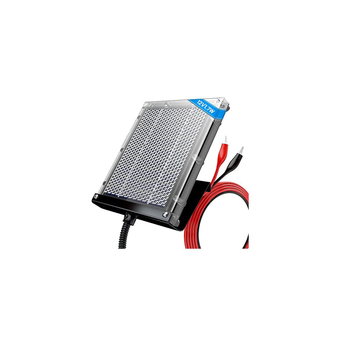 POWOXI 12V 1.7W Solar Panel to Recharge Deer Feeder Battery Waterproof Outdoor Solar Charger with Mounting Bracket (12v…