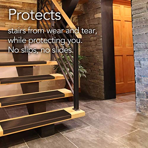 Resilia Indoor Vinyl Stair Tread Mat - Slip-Resistant Runner For Square Steps, Grips Tile, Wood, Concrete, Laminate, Floor Protector, Brown, 24 Inches X 9 Inches, Case Of 18 #TOP1