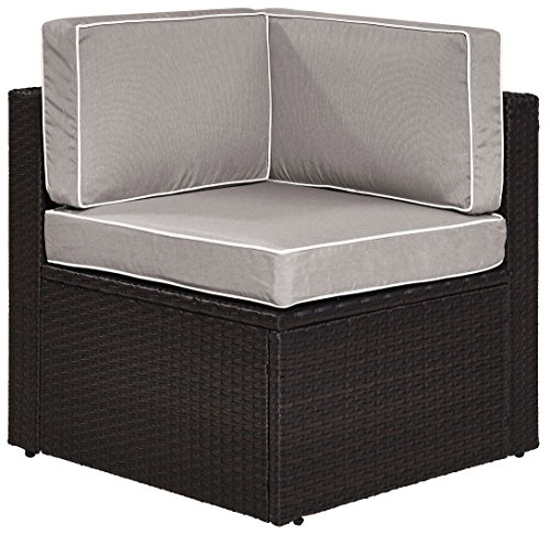 Crosley Furniture Ko70011Br-Gy Palm Harbor Outdoor Wicker 5-Piece Sectional Seating Set, Brown With Gray Cushions #TOP3