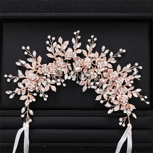 Yeuyyben Bridal Flower Headband Crystal Tiara Wedding Hair Accessories Women