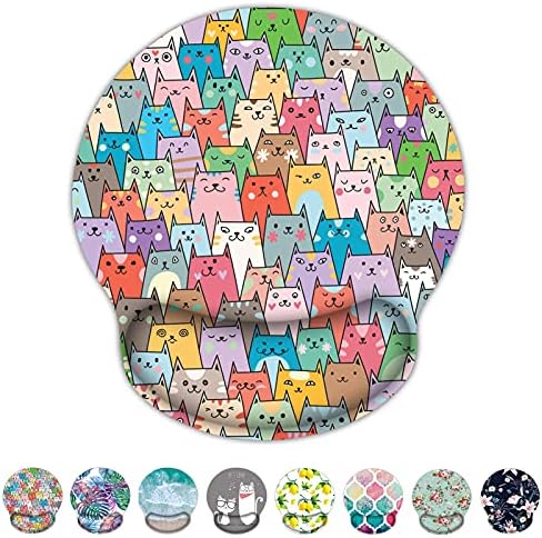 Britimes Ergonomic Mouse Pad with Wrist Support Colorful Cats Non-Slip Rubber Base Mousepad for Home Office Gaming Working Computers Laptop Easy Typing & Pain Relief
