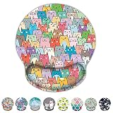 Britimes Ergonomic Mouse Pad with Wrist Support Colorful Cats Non-Slip Rubber Base Mousepad for Home