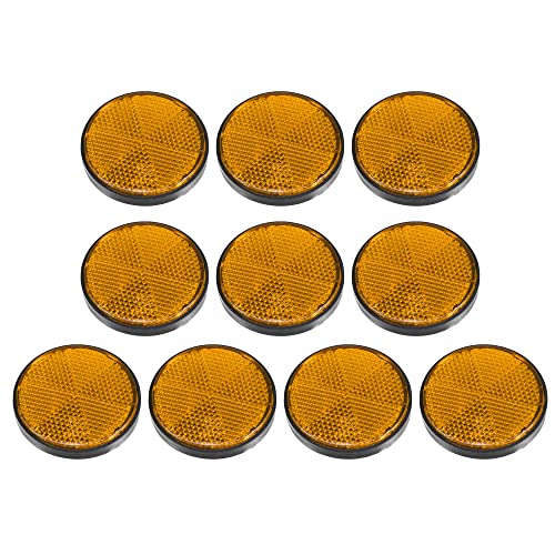 Image of X AUTOHAUX 10 Pcs Round Stick-on Safety Spoke Reflective Self Adhesive Reflector for Gate Posts Cars Trailer Motorcycle Trucks Boat Bicycle Bike Orange