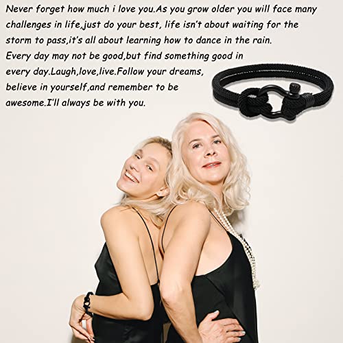 Liny Horseshoe Buckle Bracelets For Women Men Relationship Braided Nautical Bracelet Gift For Son Daughter Grandson Granddaughter Boyfriend Niece Girlfriend(Daughter Bracelet Black) #TOP1