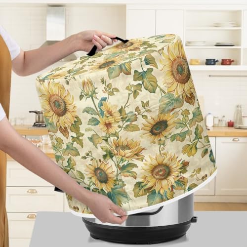Image of Retro Sunflowers Patterns 3-Quart Air Fryer Dust Cover | Reusable Dustproof Gadgets for Use in All Styles of Kitchens Decor Kitchen Accessories 8 Quart for Picnic